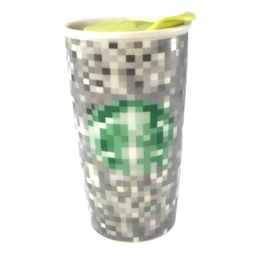 Starbucks X Rodarte Pixel 2012 Double Wall Ceramic Tumbler Travel 12oz Minecraft